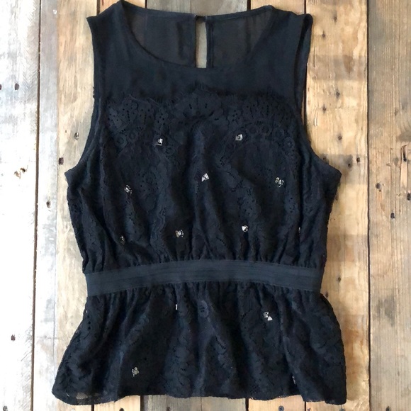 Anthropologie M Sleeveless Lace Blouse with Beads - Picture 1 of 4